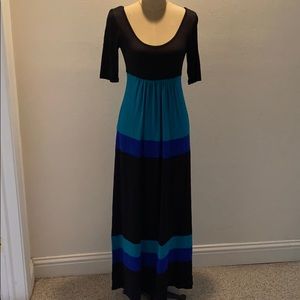 Green Envelope Blue and Black Maxi Dress